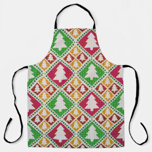 vintage seamless pattern of christmas tree apron