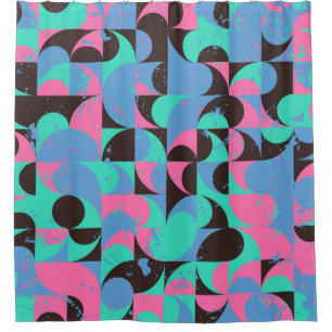 Vintage seamless pattern tiles in black, neon pink
