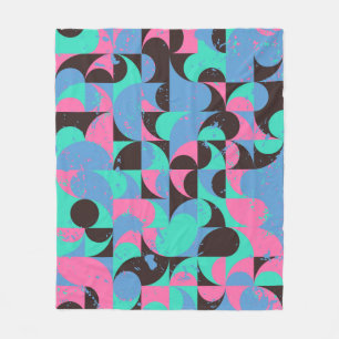 Vintage seamless pattern tiles in black, neon pink fleece blanket