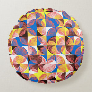 Vintage seamless pattern tiles with circles and st round pillow
