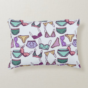 Vintage seamless pattern underwear: bras and panti accent pillow