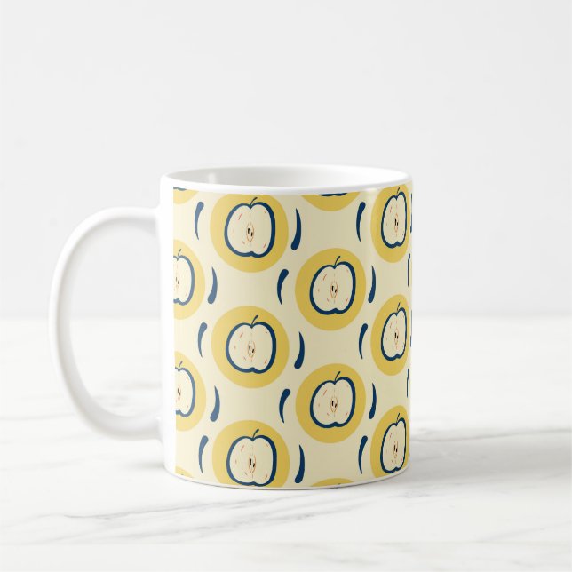 Vintage seamless pattern with apple.  coffee mug (Left)