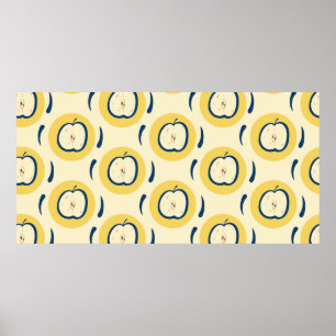Vintage seamless pattern with apple.  poster