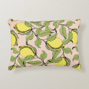 Vintage seamless pattern with branches and lemons. accent pillow