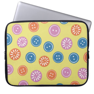 Vintage seamless pattern with buttons on a yellow  laptop sleeve