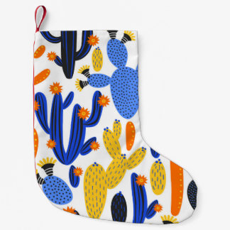 vintage seamless pattern with cactus on black and  small christmas stocking