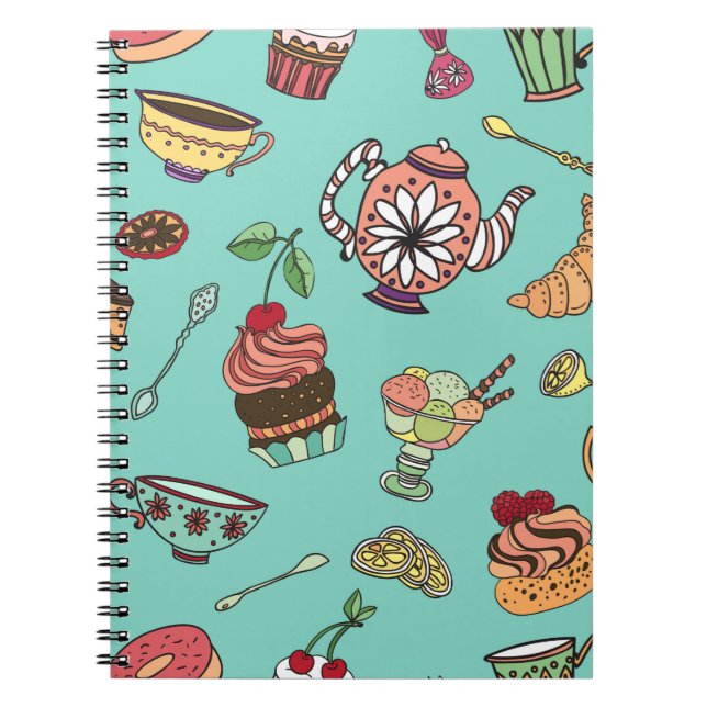 vintage seamless pattern with cakes notebook (Front)