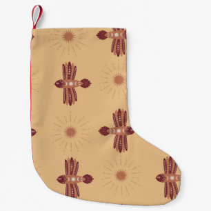 Vintage Seamless pattern with creative birds in Sc Small Christmas Stocking