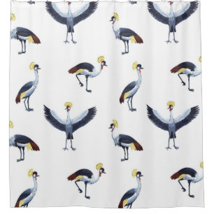 Vintage seamless pattern with crowned crane birds.