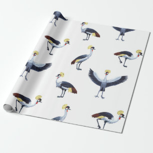 Vintage seamless pattern with crowned crane birds. wrapping paper