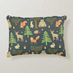 vintage seamless pattern with cute images of bear, accent pillow