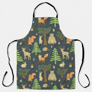 vintage seamless pattern with cute images of bear, apron