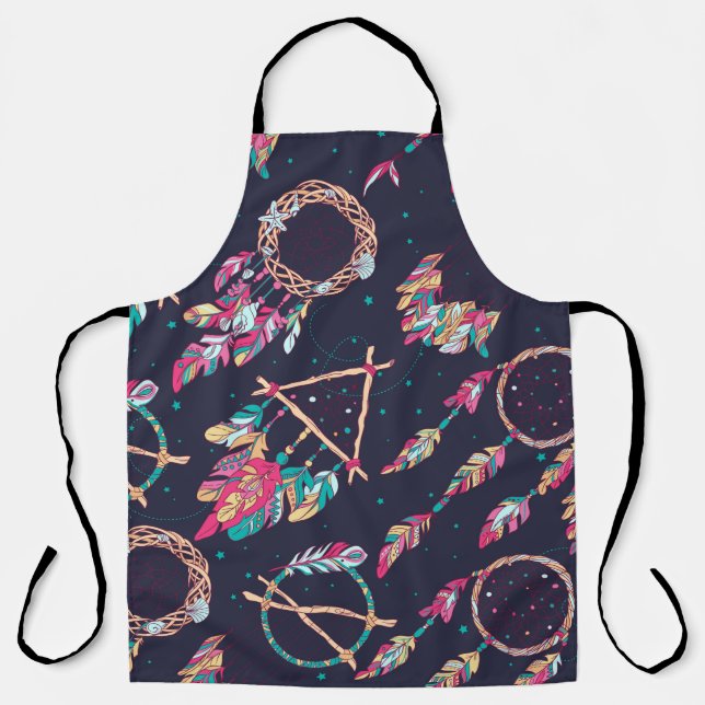 vintage Seamless Pattern with Different Dream Catc Apron (Front)