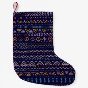 vintage seamless pattern with ethnic tribal hand-d small christmas stocking