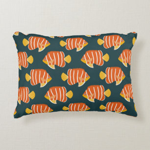 Vintage seamless pattern with fish. Creative desig Accent Pillow