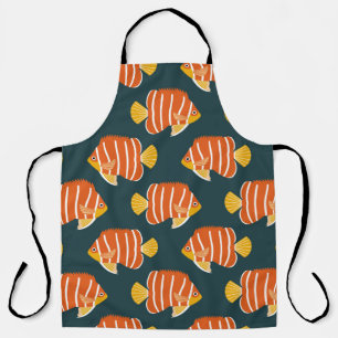 Vintage seamless pattern with fish. Creative desig Apron