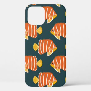 Vintage seamless pattern with fish. Creative desig iPhone 12 Case