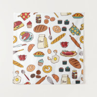 vintage seamless pattern with food.