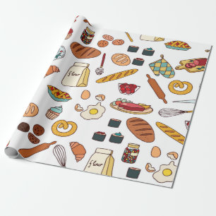 vintage seamless pattern with food. wrapping paper