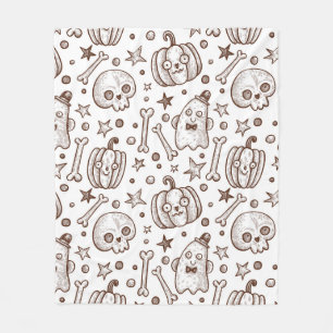 vintage seamless pattern with Halloween elements, Fleece Blanket