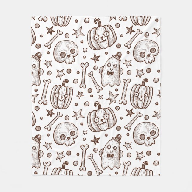 vintage seamless pattern with Halloween elements,  Fleece Blanket (Front)