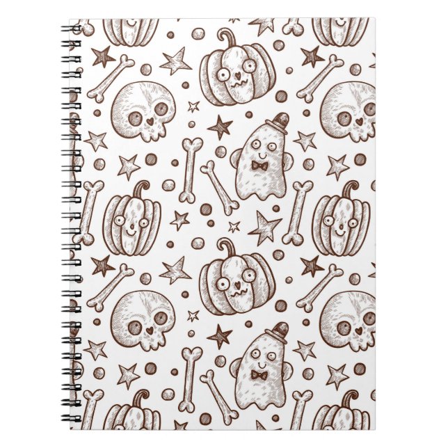vintage seamless pattern with Halloween elements,  Notebook (Front)