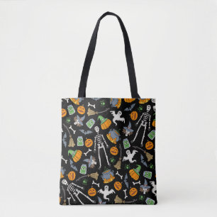 vintage seamless pattern with hand drawn coloured  tote bag