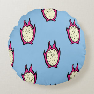 Vintage seamless pattern with hand drawn dragon fr round pillow