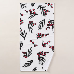Vintage seamless pattern with hand drawn winter be bath towel