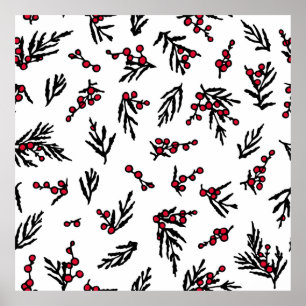 Vintage seamless pattern with hand drawn winter be poster