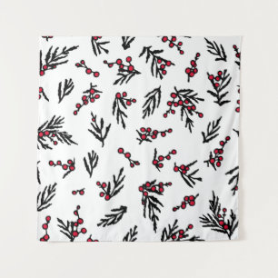Vintage seamless pattern with hand drawn winter be tapestry