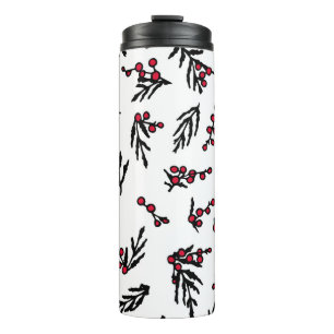 Vintage seamless pattern with hand drawn winter be thermal tumbler