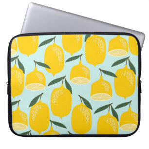 Vintage seamless pattern with lemons. Trendy hand Laptop Sleeve