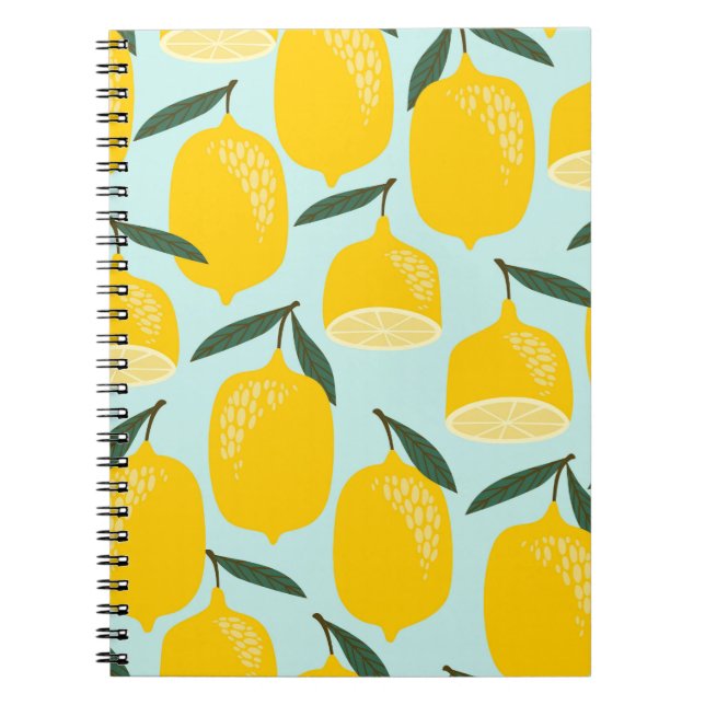 Vintage seamless pattern with lemons. Trendy hand  Notebook (Front)