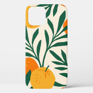Vintage seamless pattern with mandarins. Trendy ha iPhone 12 Case