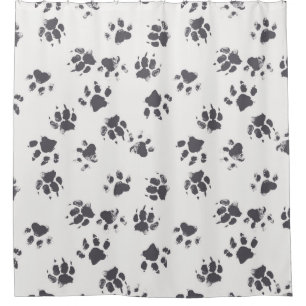vintage seamless pattern with paw footprints of a