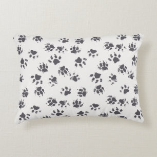 vintage seamless pattern with paw footprints of a  accent pillow
