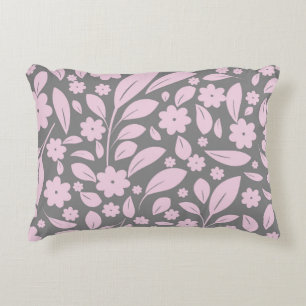 Vintage seamless pattern with pink flowers and lea accent pillow