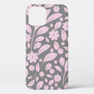 Vintage seamless pattern with pink flowers and lea iPhone 12 case