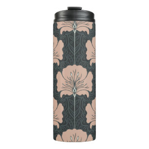 Vintage seamless pattern with pink flowers. Art no Thermal Tumbler