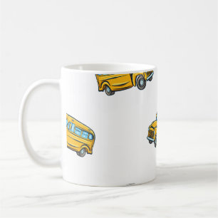 Vintage seamless pattern with school bus. bus,scho coffee mug