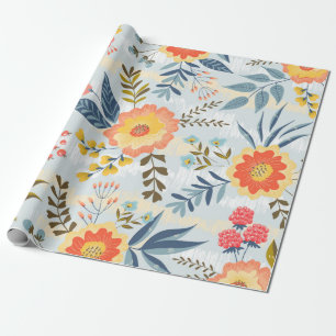 Vintage seamless pattern with the abstract flowers wrapping paper