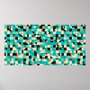 Vintage seamless pattern with triangles and circle poster
