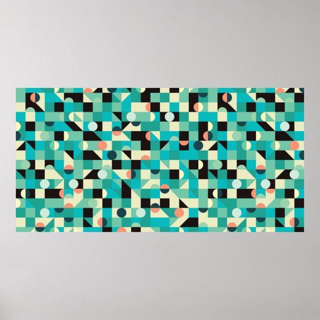 Vintage seamless pattern with triangles and circle poster (Front)