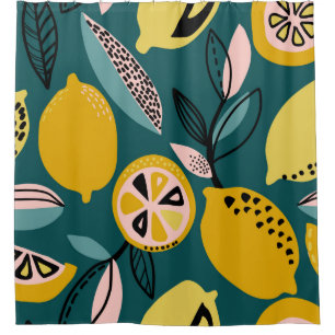 Vintage seamless pattern with yellow lemons,branch