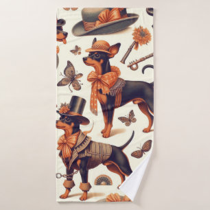 Vintage Seamless Pinscher Bath Towel