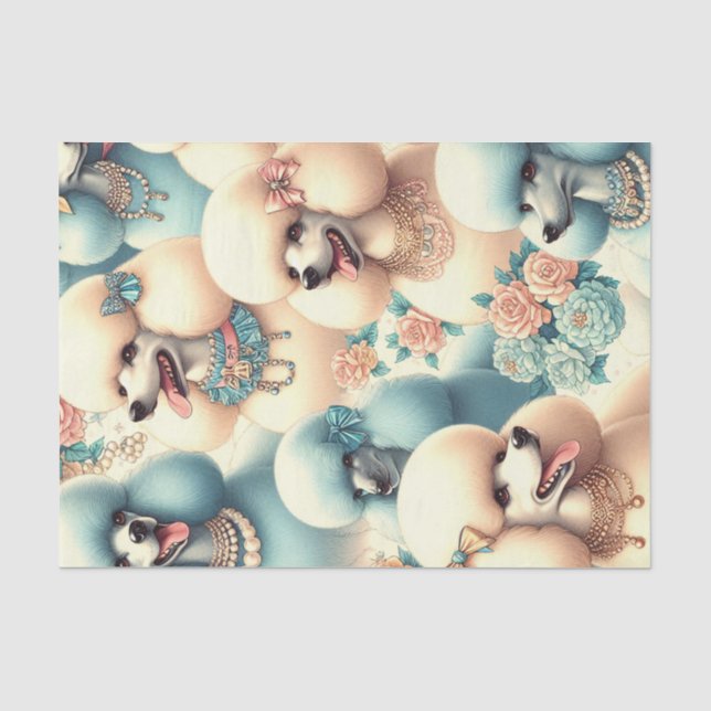 Vintage Seamless Poodle Illustration Tissue Paper (Front)