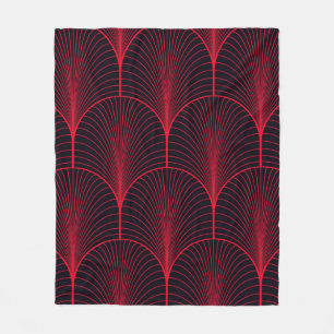 Vintage seamless red and black art deco wallpaper fleece blanket