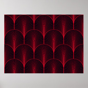 Vintage seamless red and black art deco wallpaper  poster
