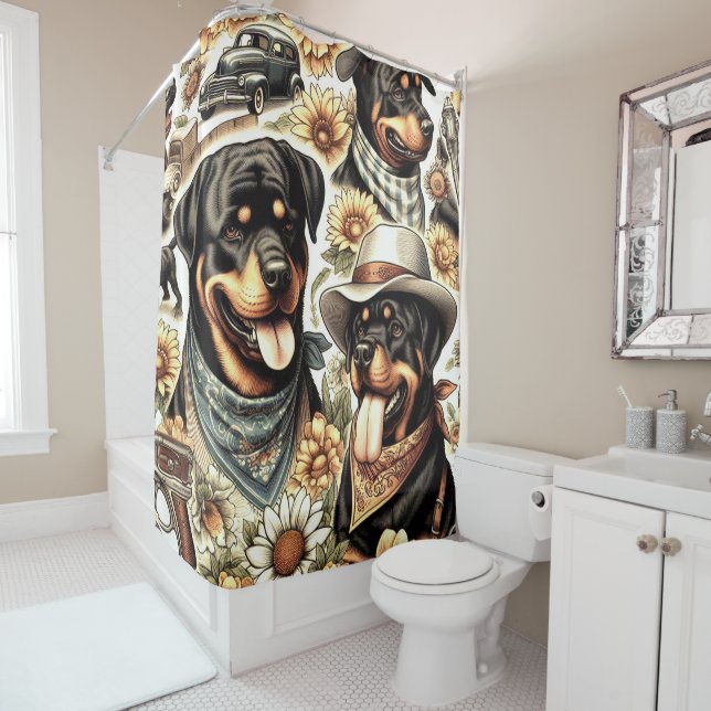 Vintage Seamless Rottweiler Illustration (In Situ)